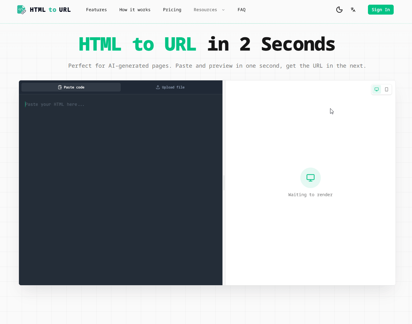 HTML preview online workflow example showing a wheel name picker page becoming a shareable URL
